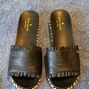 Kate Spade Zahara Black Ruffle Slide Sandals